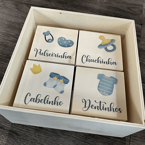 Caixa personalizada para bebé com caixinhas dentro