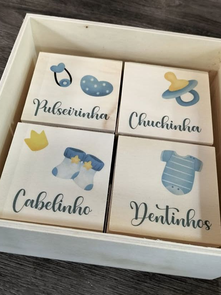 Caixa personalizada para bebé com caixinhas dentro 2