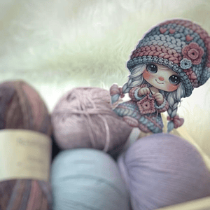 Topo de bolo personalizado com temática de croché