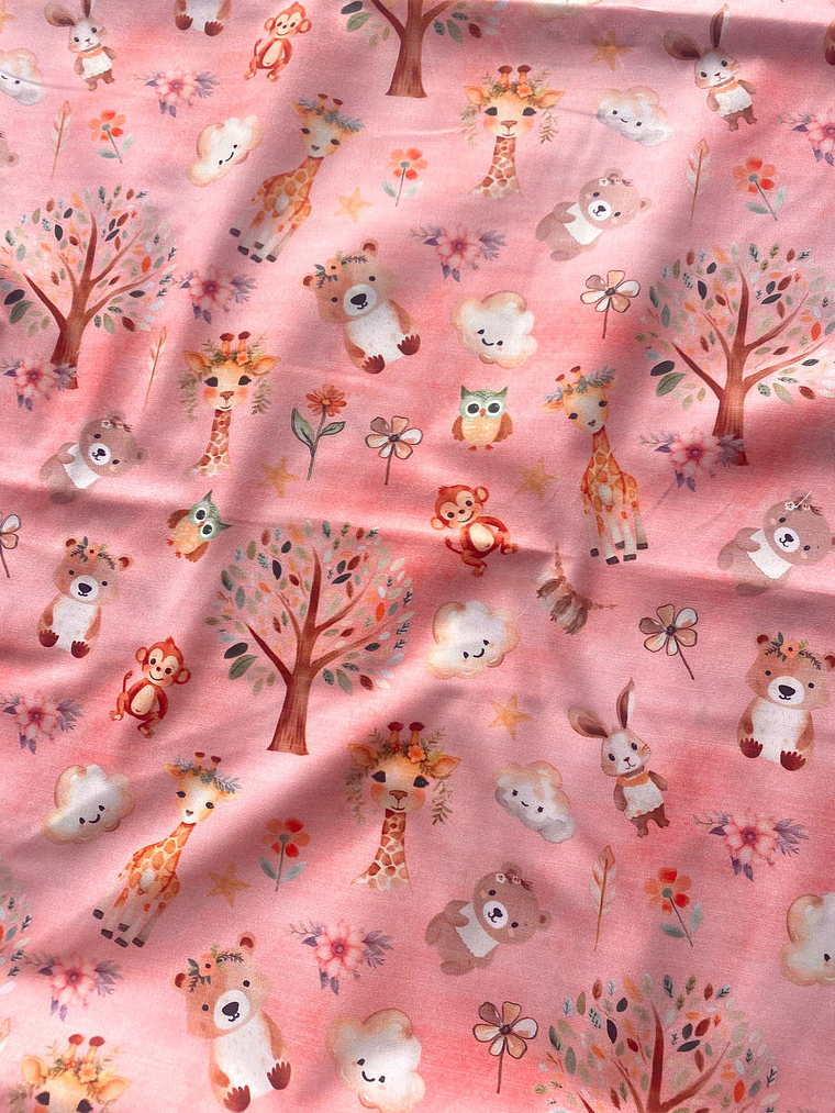 Tecido com animais do bosque  1