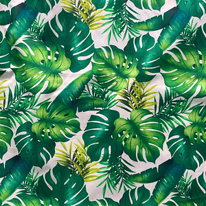 Tecido com folhas e fundo cru 