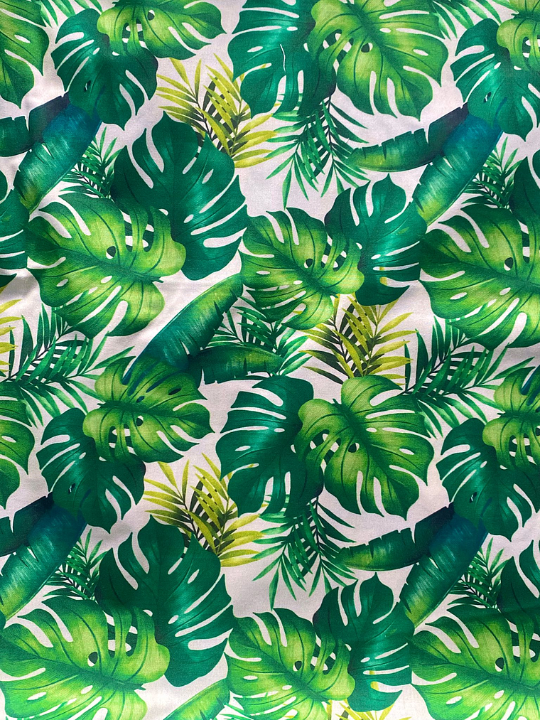 Tecido com folhas e fundo cru  1