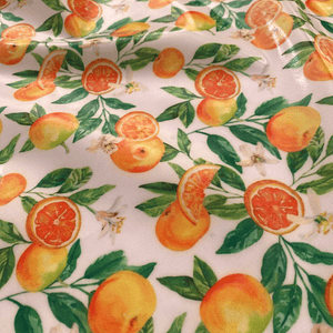 Tecido plastificado com laranjas