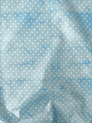 Tecido plastificado azul com bolinhas brancas