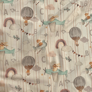 Tecido plastificado com animais em aviõezinhos 