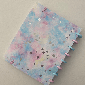 Caderno Inteligente A5- Galáxia com estrelinhas prateadas