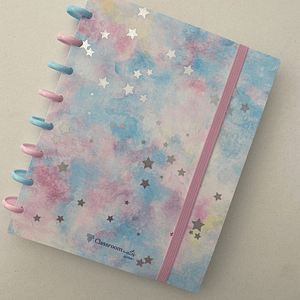 Caderno Inteligente A5- Galáxia com estrelinhas prateadas