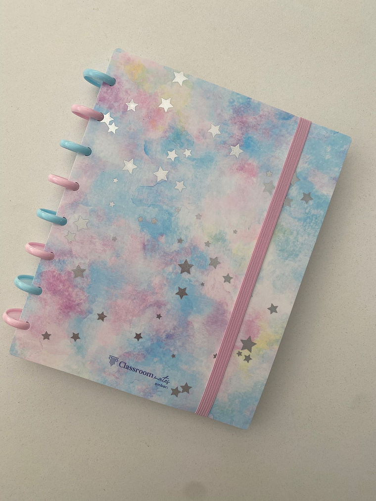 Caderno Inteligente A5- Galáxia com estrelinhas prateadas 1