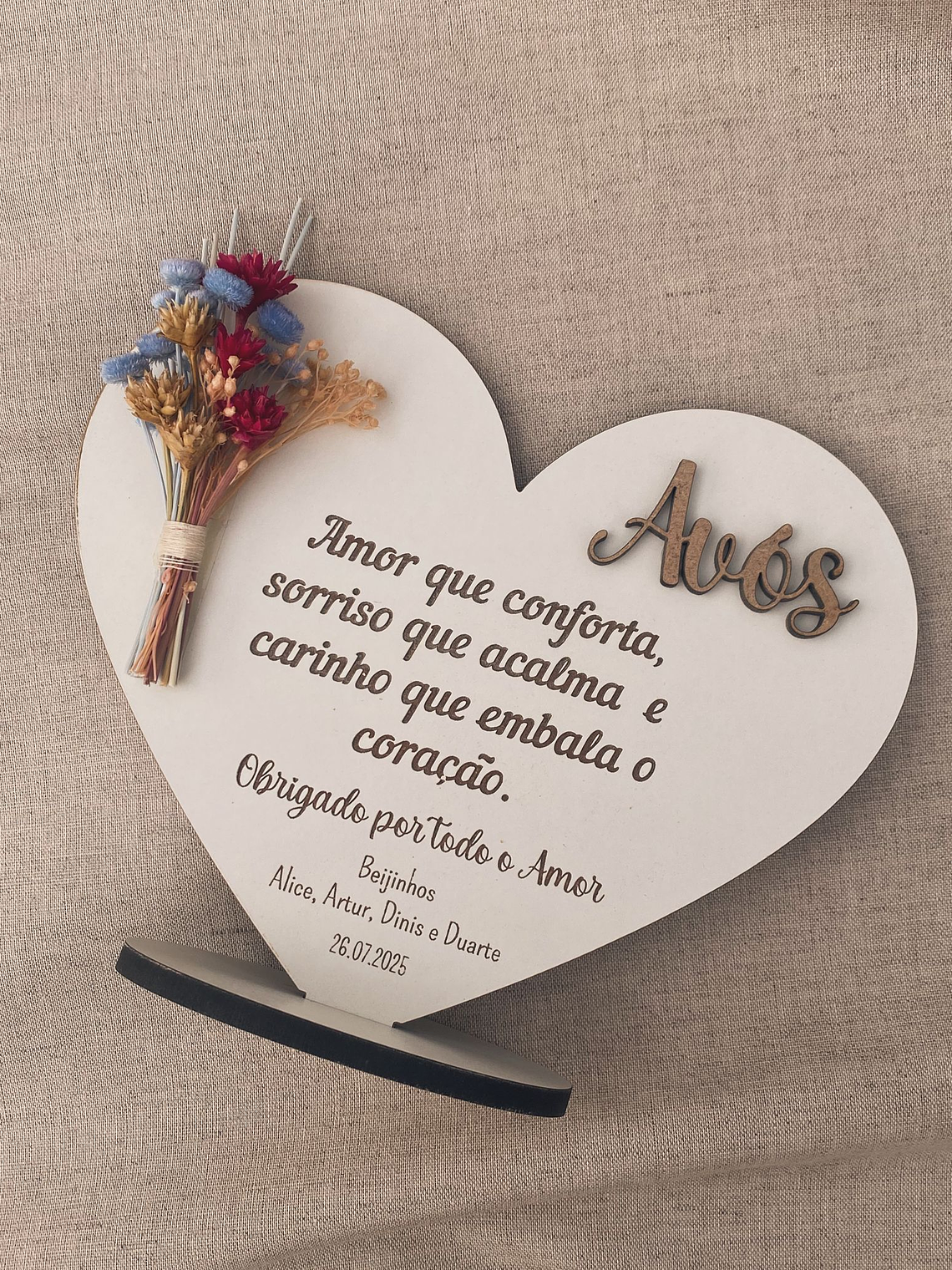 Coração com base e buquê para os avós  1
