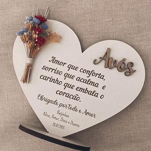 Coração com base e buquê para os avós 