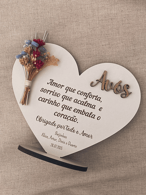 Coração com base e buquê para os avós 