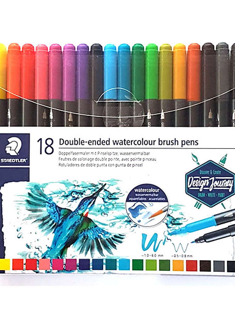 Double-ended watercolour brush pens 18 canetas  1
