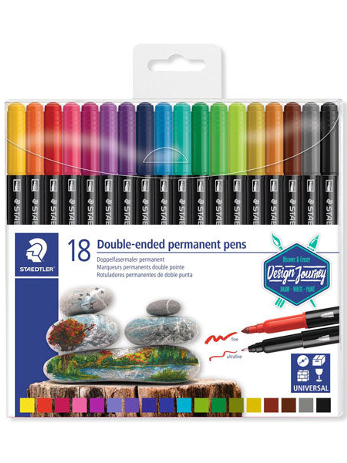 Double-ended permanent pens staedtler 18 canetas  1