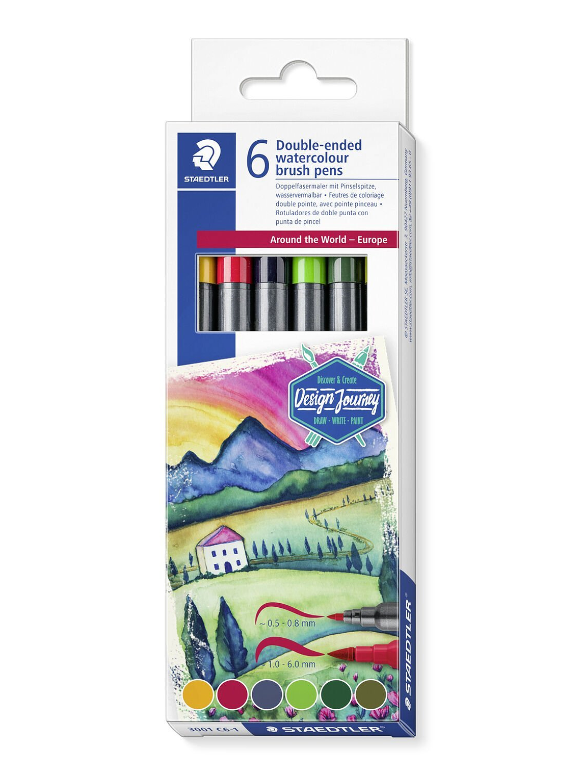  Double-ended watercolour brush pen Europe 6 canecas | STAEDTLER  1