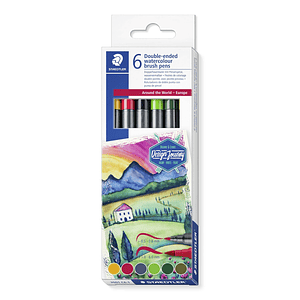  Double-ended watercolour brush pen Europe 6 canecas | STAEDTLER 