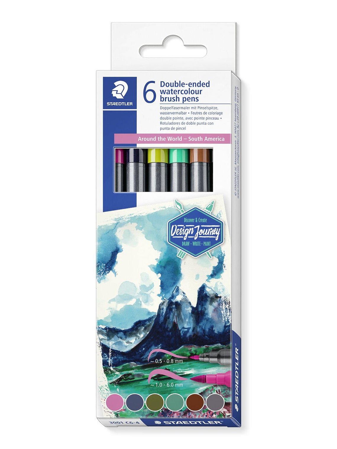  Double-ended watercolour brush pen America do Sul 6 canetas | STAEDTLER 1