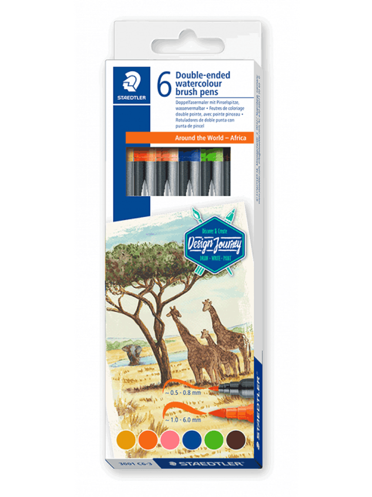  Double-ended watercolour brush pen Africa 6 canetas | STAEDTLER 1
