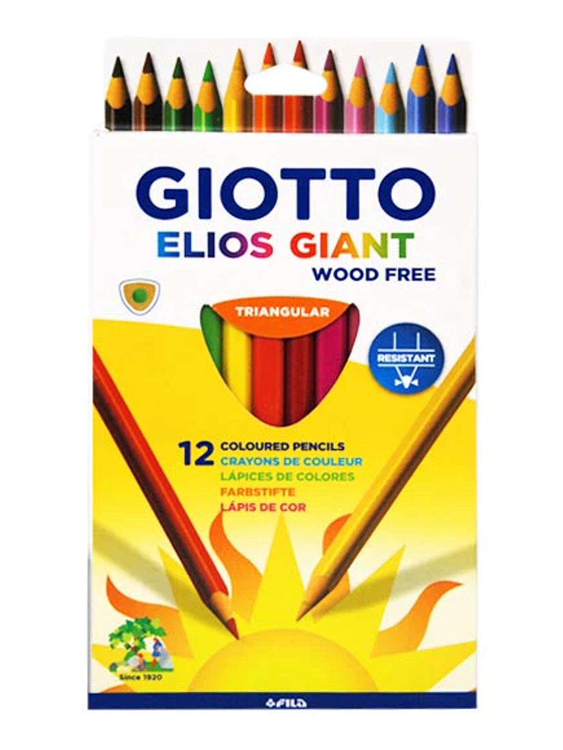 GIOTTO ELIOS GIANT WOOD FREE TRIANGULAR 12 PENCILS  1