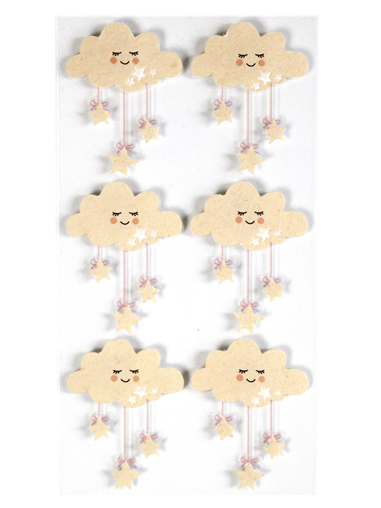 Set de 6 adesivos de Nuvem Rosa 1