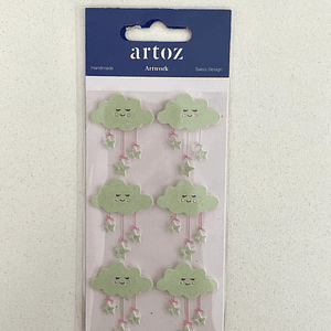 Set de 6 adesivos de Nuvem Verde