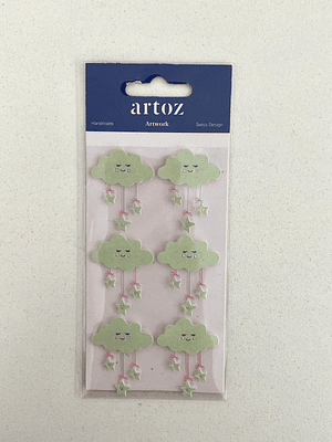 Set de 6 adesivos de Nuvem Verde