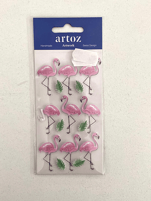 Set 9 adesivos de flamingos
