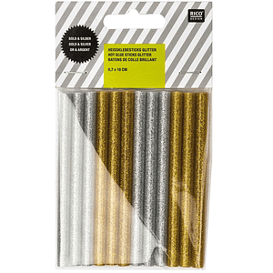 tubos de cola quente brilhante dourado-prateado 0,7x10cm 12 peças