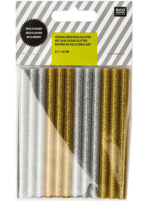 tubos de cola quente brilhante dourado-prateado 0,7x10cm 12 peças