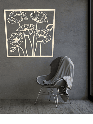Painel Decorativo com flores em choupo 