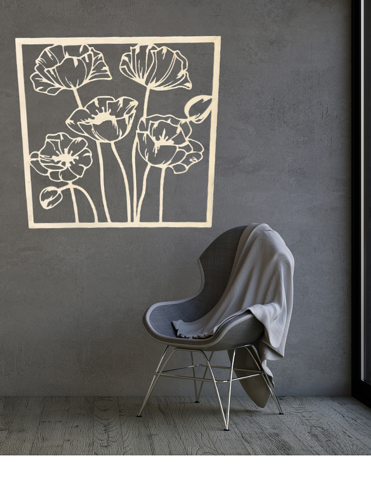 Painel Decorativo com flores em choupo  1