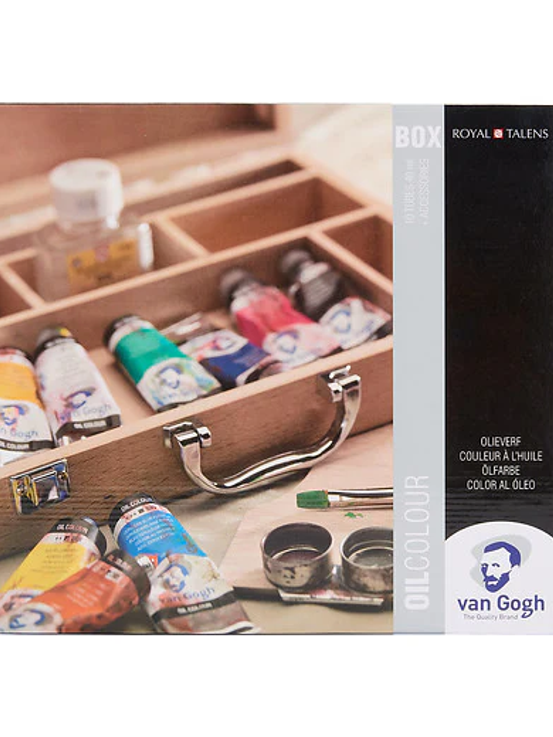  Van Gogh Oil colour caixa de madeira simples | 10 x 40 ml + acessórios  1