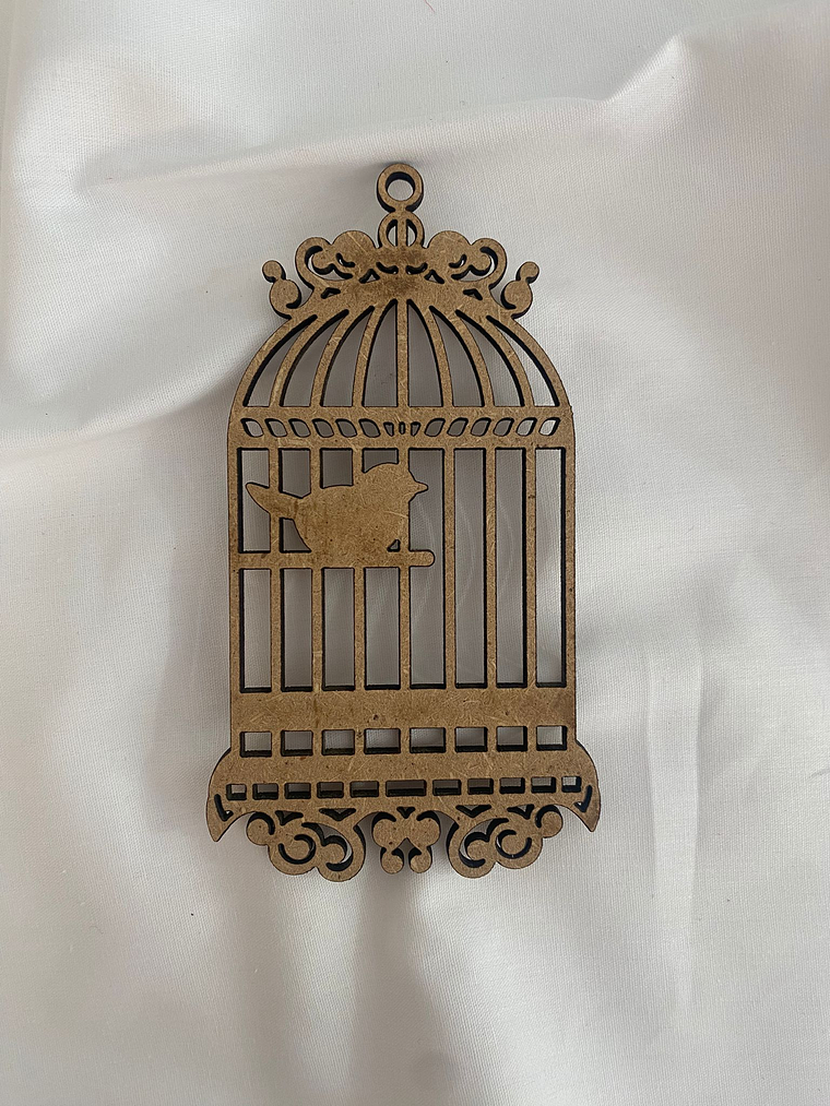 Gaiola com passáro em mdf 12 cm x 6 cm 1