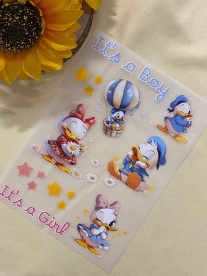 Papel Transfer com o pato Donald e Margarida 