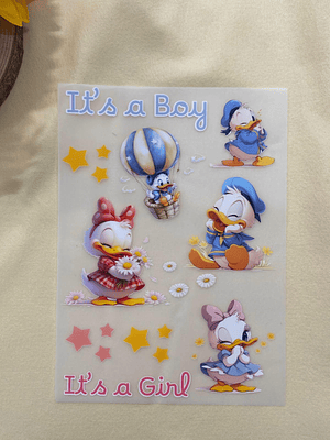 Papel Transfer com o pato Donald e Margarida 