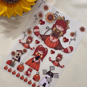 Papel Transfer da menina com abobrinhas 