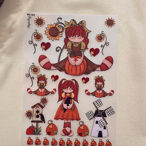 Papel Transfer da menina com abobrinhas 