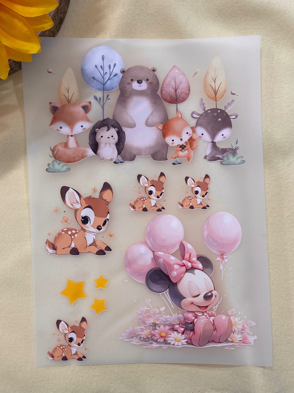 Papel transfer com animais do bosque e minnie  2