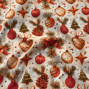 Tecido com elementos natalinos 