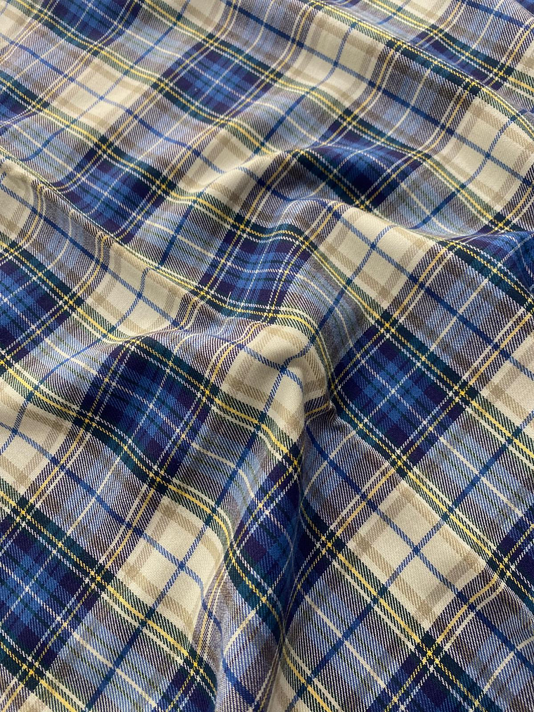 Tecido xadrez azul  1