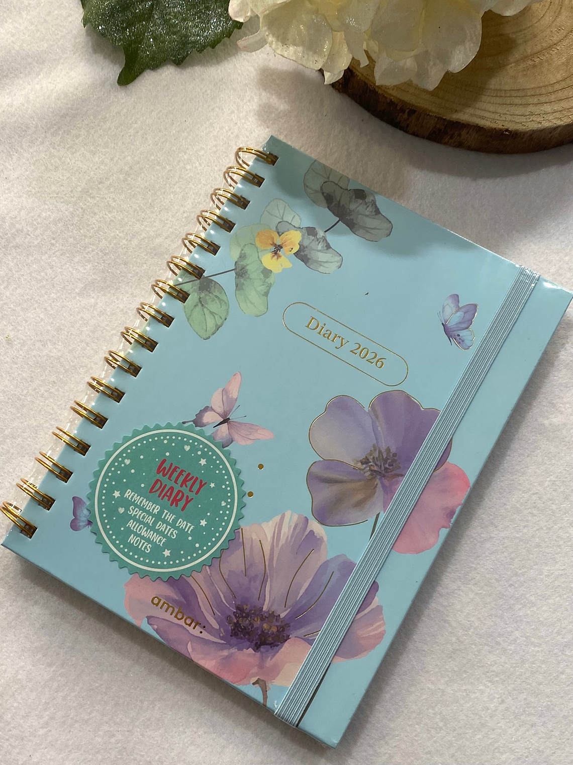 Agenda azul com flores  1
