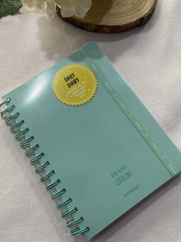 Agenda verde água com argolas 2026 1