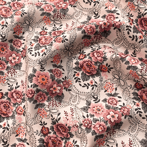 Tecido floral com fundo branco 