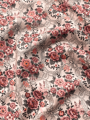 Tecido floral com fundo branco 