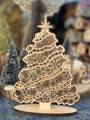 Árvore de natal Com flocos sobrepostos 