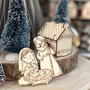 Presépio de natal com gravação a laser 
