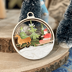 Bola de Natal com trenó 10 cm 