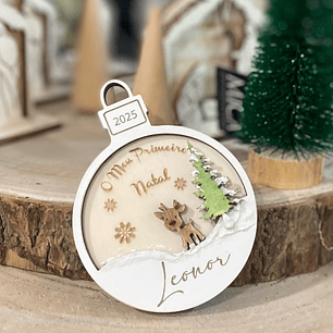 Bola “primeiro Natal” 8 cm  x 10,5 cm