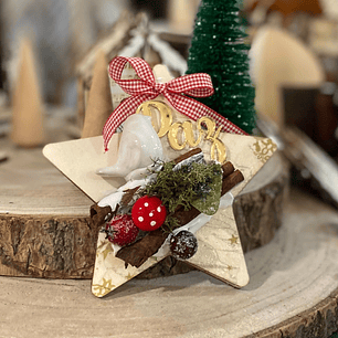 Estrela de Natal com passarinho 14 cm