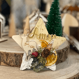 Estrela de Natal com rena 14 cm 