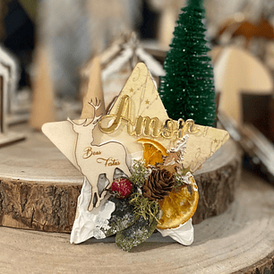 Estrela de Natal com rena 14 cm 
